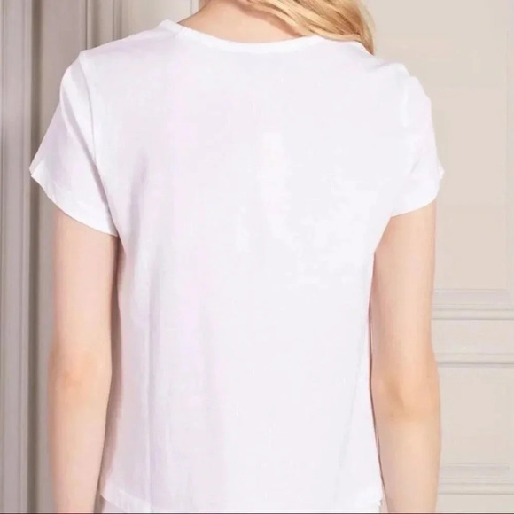 NWT Senlis Ivory & Red Embroidered Stamp Hannah Crewneck Tee Size M - Picture 4 of 11
